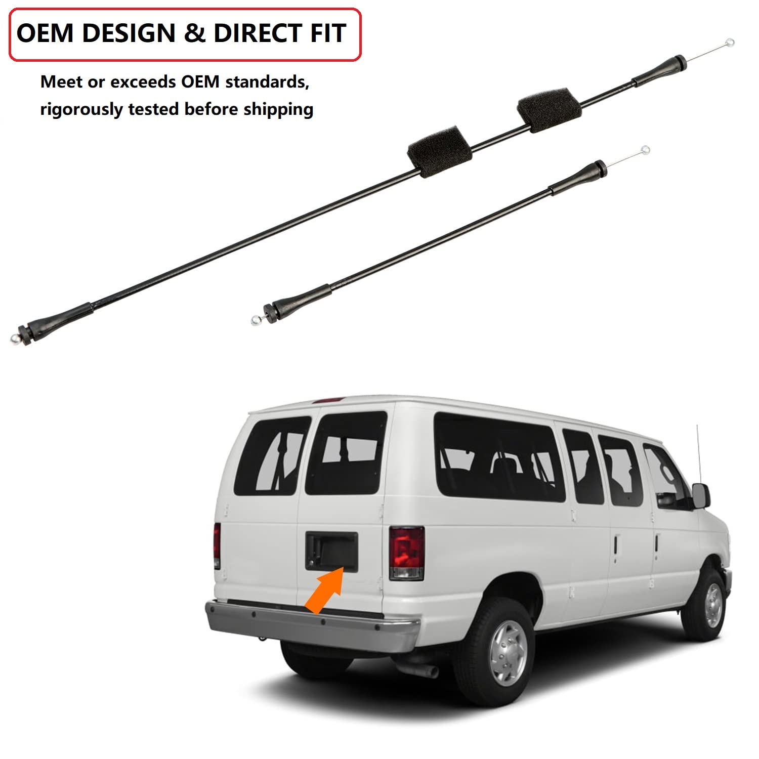 VKVXCLON Black Rear Right Door Latch Cable for Ford E150 E250 E350 E450 E550 Econoline Van 1992-2014, Replaces 8C2Z